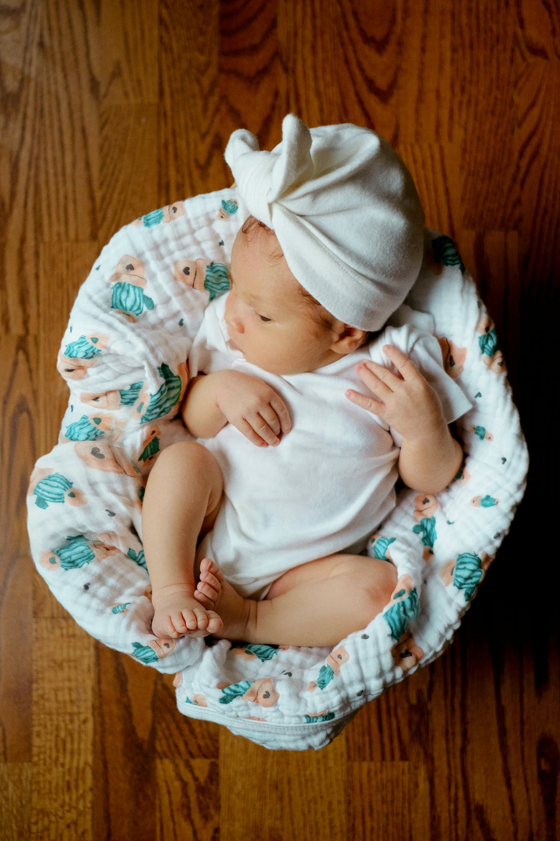 Baby asleep in a crib