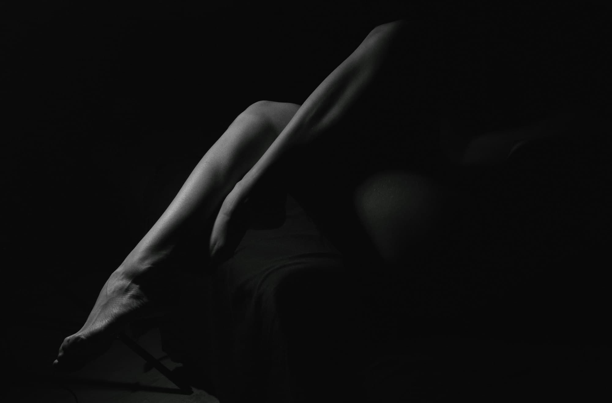 A dim bedroom scene at night