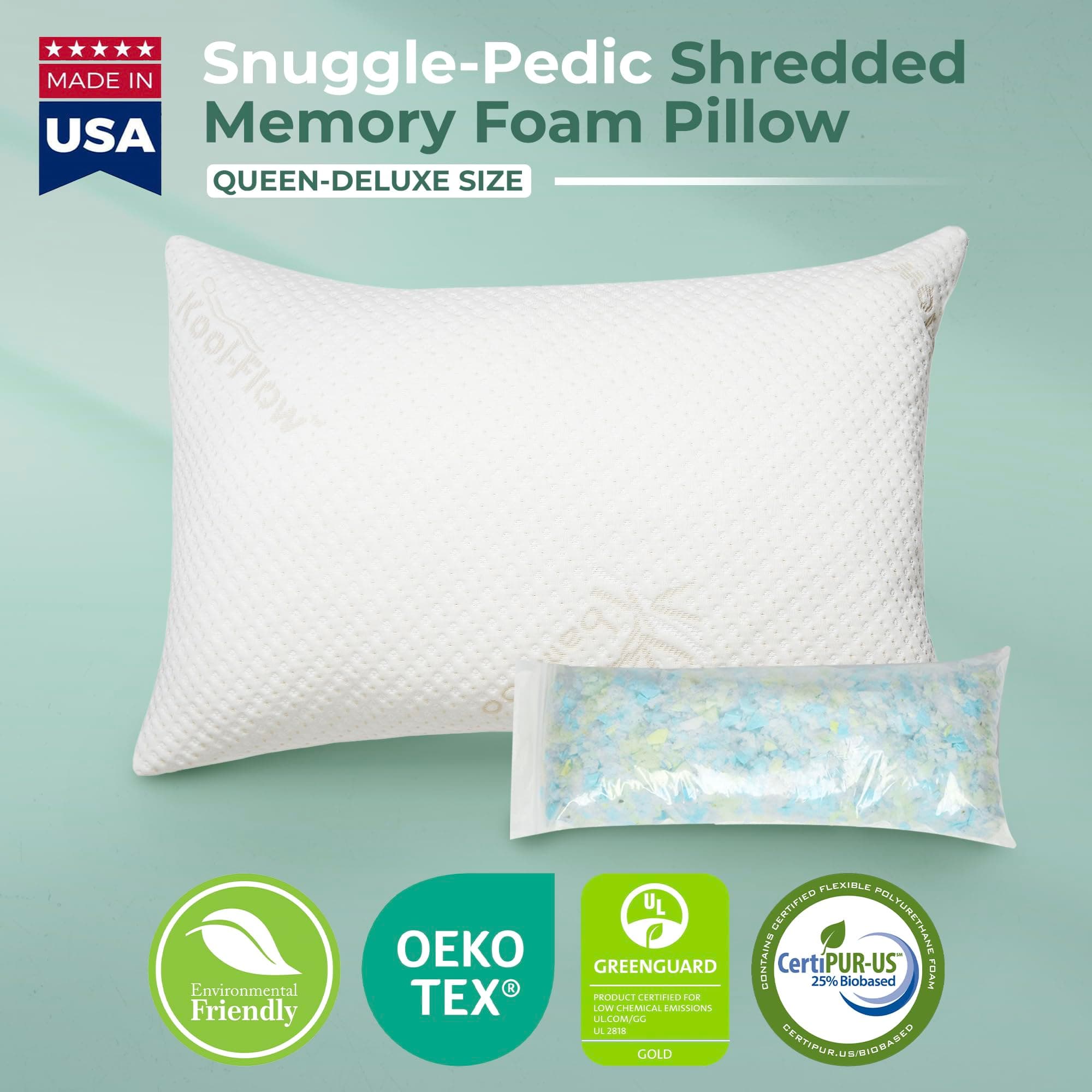 Snuggle-Pedic Ultra-Luxury shredded memory foam pillow
